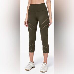 Lululemon Wunder Under High-Rise Crop 21" *Mesh Dark Olive - Size 6